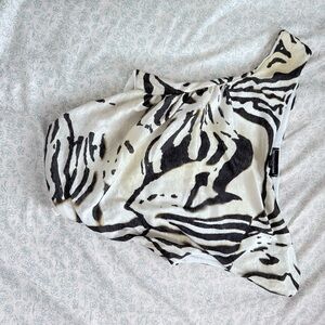 PrettyLittleThing Black and White Asymmetrical Sleeveless Bodysuit